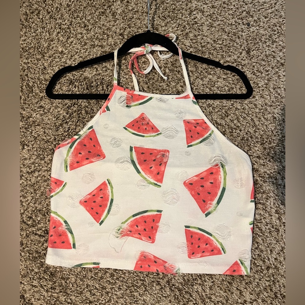 Watermelon halter crop top